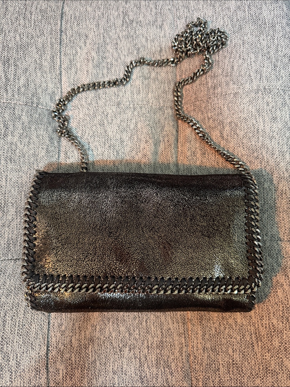 NWOT Authentic Stella McCartney Metallic Black Falabella Crossbody Bag